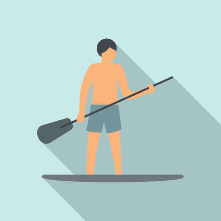 Sup surfer icon flat vector. Paddle boardのイラスト素材