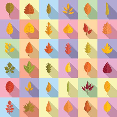 Autumn leaves icons set flat vector. Autumn leafのイラスト素材