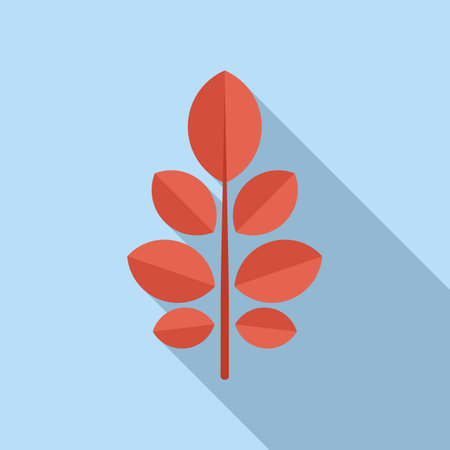Red leaf branch icon flat vector. Autumn fallのイラスト素材