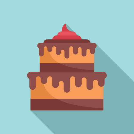 Wedding cake icon flat vector. Happy anniversary