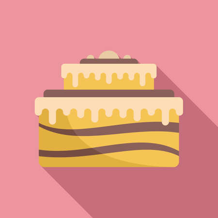 Celebration cake icon flat vector. Happy anniversaryのイラスト素材