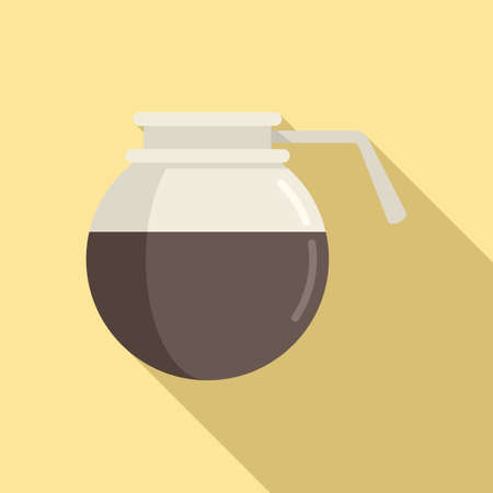 Round coffee pot icon flat vector. Hot espressoのイラスト素材