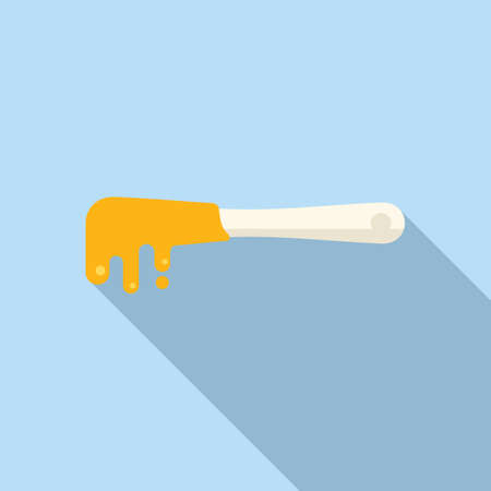 Wax spoon icon flat vector. Gold stampのイラスト素材