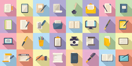 Writing icons set flat vector. Letter writeのイラスト素材