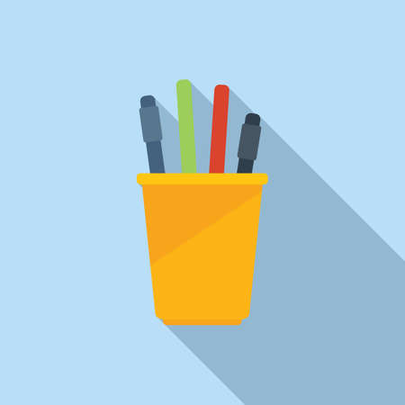 Pen glass icon flat vector. Write paperのイラスト素材
