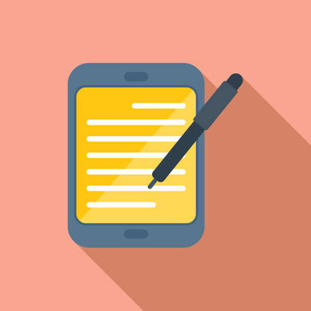 Tablet writing icon flat vector. Write messageのイラスト素材