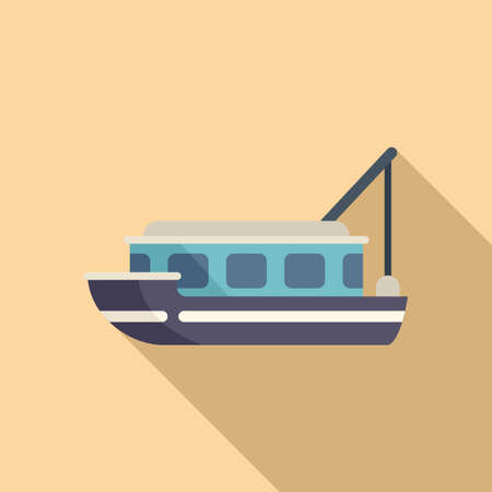 Fishing ship icon flat vector. Sea fishのイラスト素材