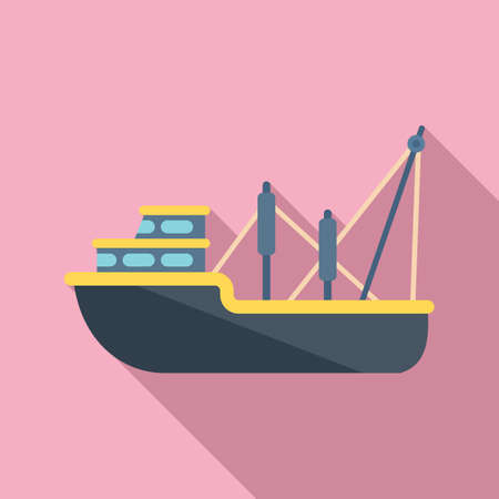 Cargo fishing boat icon flat vector. Fish shipのイラスト素材