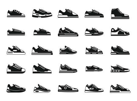 Sneakers icons set simple vector. Girl shoeのイラスト素材