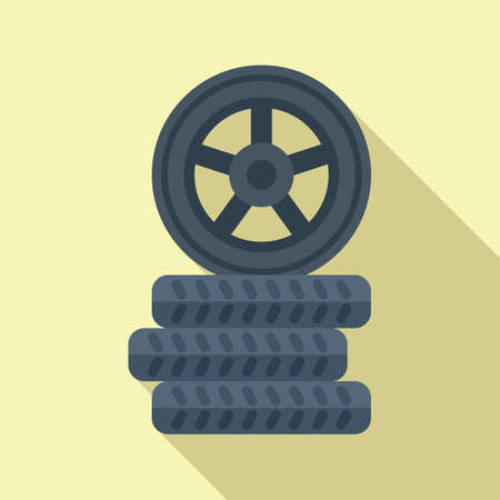 Car wheels icon flat vector. Auto tireのイラスト素材
