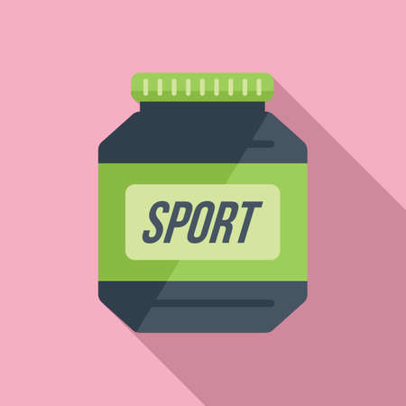 Protein can jar icon flat vector. Sport nutritionのイラスト素材