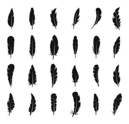 Feathers icons set simple vector. Smooth plumeのイラスト素材