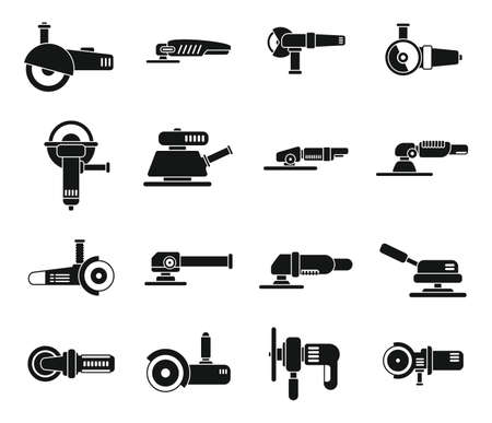 Grinding machine icons set simple vector. Build constructのイラスト素材