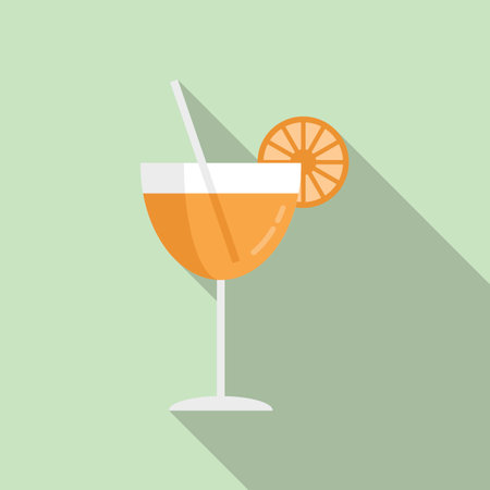 Orange cocktail icon flat vector. Juice fruitのイラスト素材