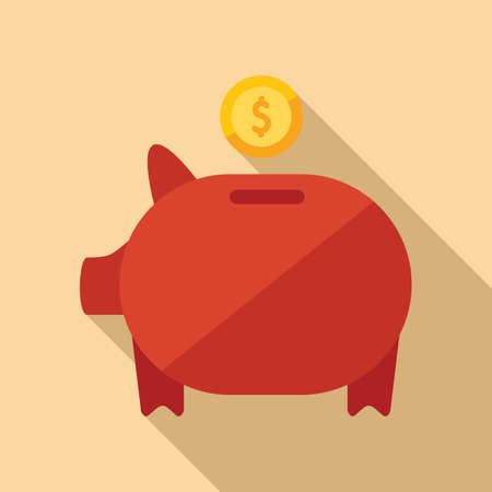 Piggy bank icon flat vector. Finance paymentのイラスト素材