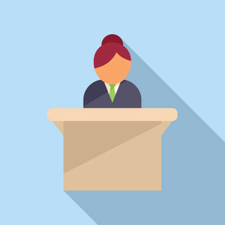 Woman speaker icon flat vector. Speech standのイラスト素材