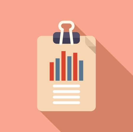 Clipboard chart icon flat vector. Finance pageのイラスト素材