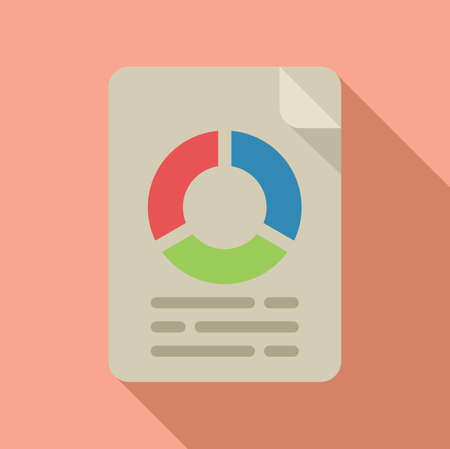 Pie chart report icon flat vector. Finance pageのイラスト素材