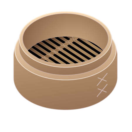 Bamboo basket icon cartoon vector. Wicker hamperのイラスト素材