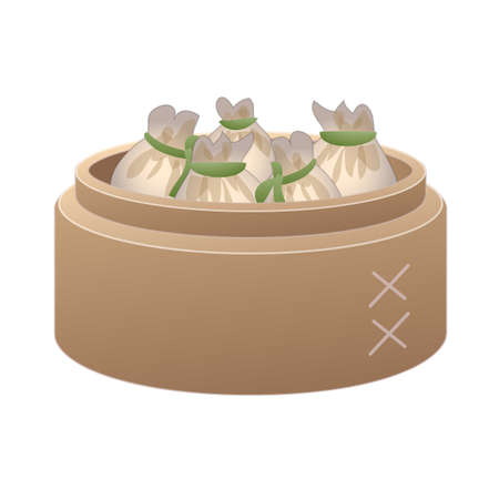 Korean dumplings icon cartoon vector. Boiled foodのイラスト素材