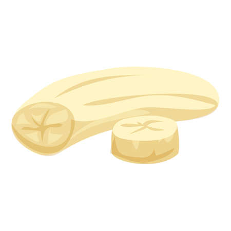Sliced sweet banana icon cartoon vector. Organic foodのイラスト素材