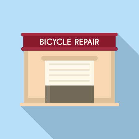 Bicycle repair garage icon flat vector. Bike fixのイラスト素材