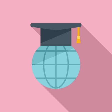 Global online study icon flat vector. School courseのイラスト素材