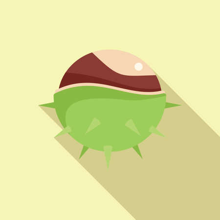 Season chestnut icon flat vector. Fruit treeのイラスト素材