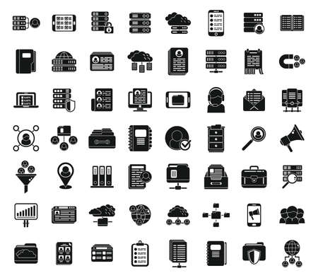 Customer database icons set simple vector. Company advertisingのイラスト素材