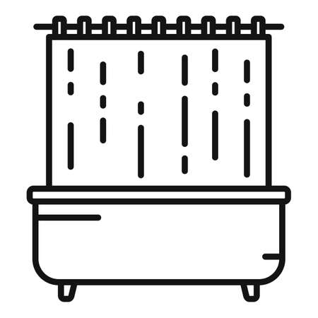 Old shower curtain icon outline vector. Bathroom tubのイラスト素材