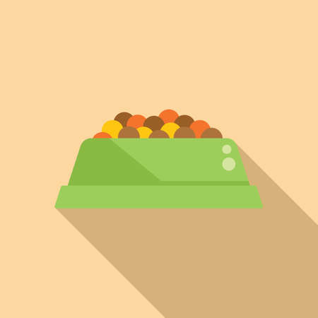 Full puppy bowl icon flat vector. Animal feedのイラスト素材