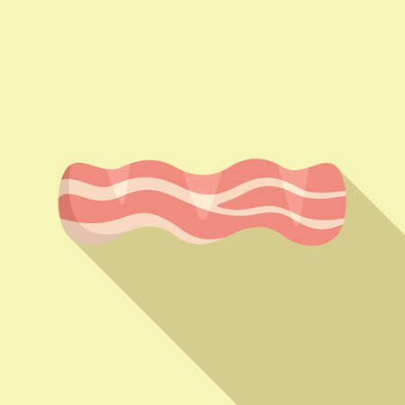 Fried bacon icon flat vector. Meat crispy. Cooked foodのイラスト素材
