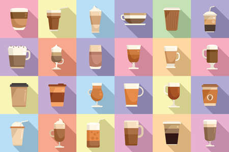 Latte icons set flat vector. Coffee drinkのイラスト素材