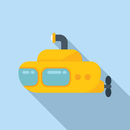 Marine submarine icon flat vector. Sea ship. Deep propellerのイラスト素材