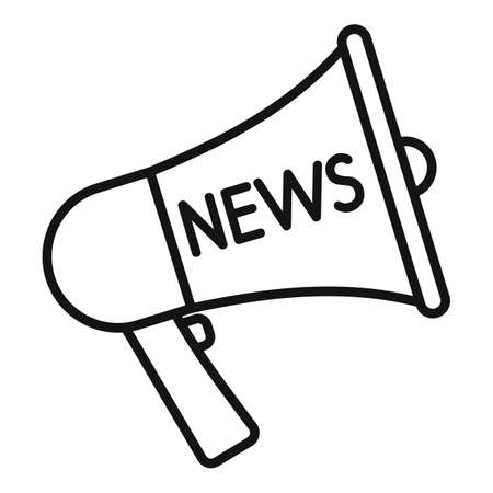 Megaphone news icon outline vector. Camera reportage. Crew mediaのイラスト素材