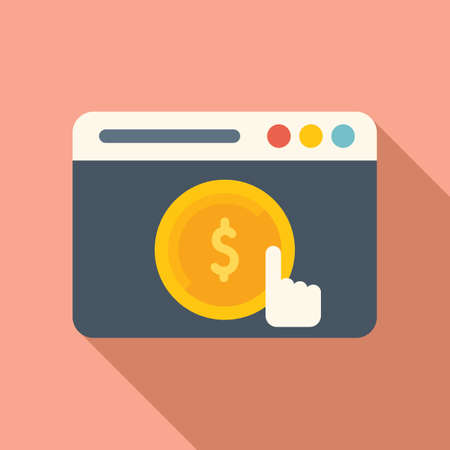 Web click monetize icon flat vector. Mobile strategy. Media reportのイラスト素材