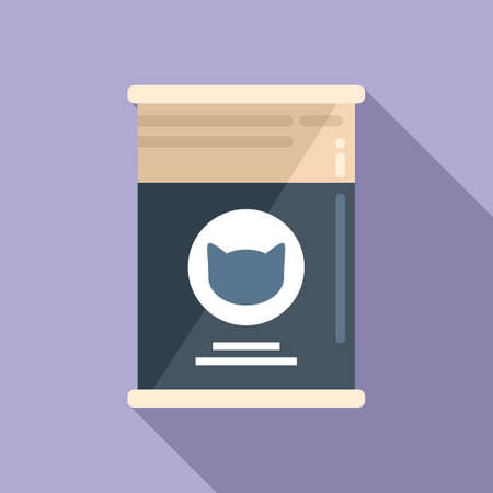 Cat food tin icon flat vector. Pet bowl. Animal packageのイラスト素材