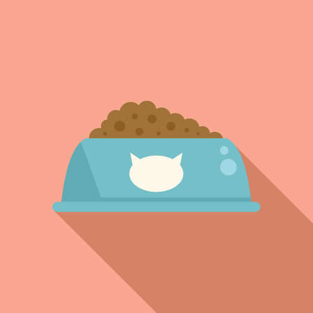 Cat food bowl icon flat vector. Pet feed. Container boxのイラスト素材