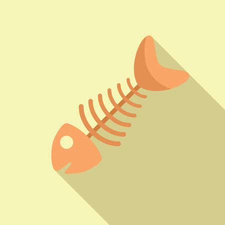 Cat fish skeleton icon flat vector. Pet feed. Animal package