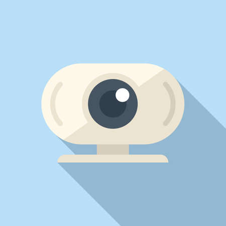 Server camera control icon flat vector. Data center. Work remote