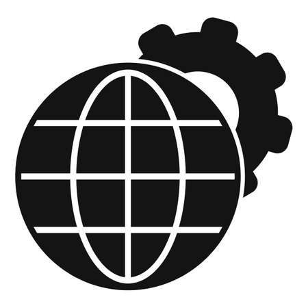 Global gear control icon simple vector. Center plan. Remote workのイラスト素材