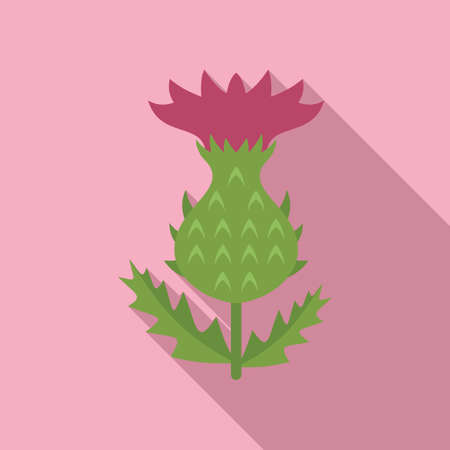 Silymarin thistle icon flat vector. Flower plant. Marian liverのイラスト素材