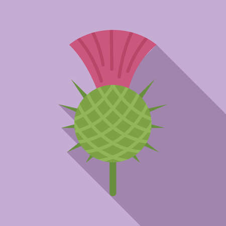 Thistle silybum icon flat vector. Flower scottish. Circle plantのイラスト素材