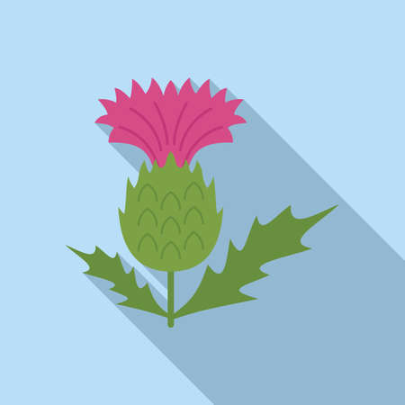 Stem thistle icon flat vector. Flower plant. Burdock seedのイラスト素材