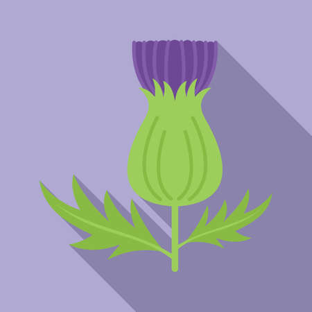Seed thistle icon flat vector. Stem marian. Flower plantのイラスト素材