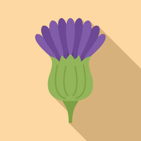 Highland thistle icon flat vector. Flower plant. Marian seedのイラスト素材