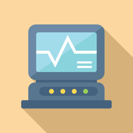 Heart rate monitor icon flat vector. Doctor family. Medical careのイラスト素材