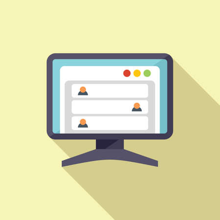 Computer forum icon flat vector. Online chat. Virtual groupのイラスト素材