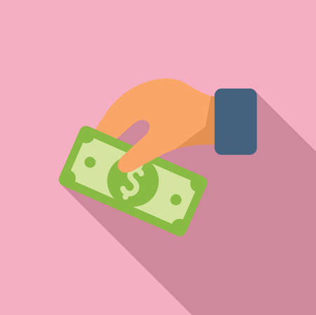 Take cash charity icon flat vector. Donate help. Volunteer givingのイラスト素材