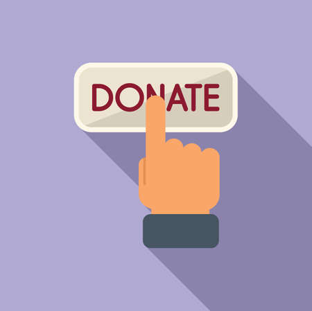 Donate click button icon flat vector. Charity help. Gift heartのイラスト素材